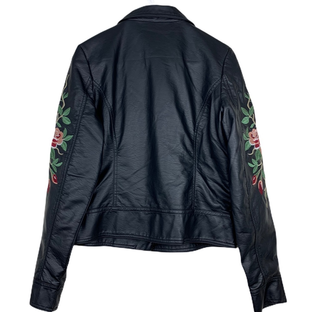 NWOT ODYN Faux Leather Moto Floral Jacket Size M - Picture 2 of 12